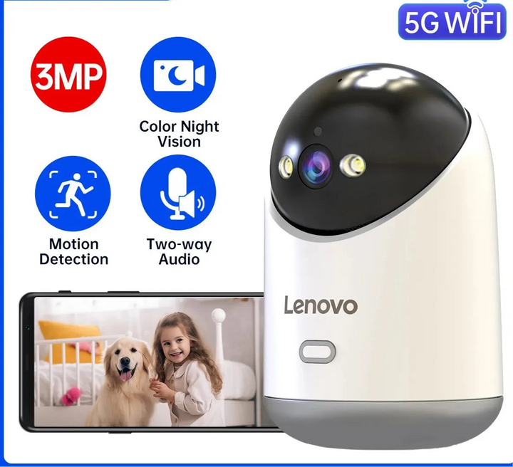 3MP 5G WiFi PTZ IP Smart Home Night Light Wireless Baby Monitor