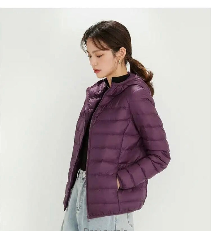 Winter Women Ultra Light Down Hooded Jackets