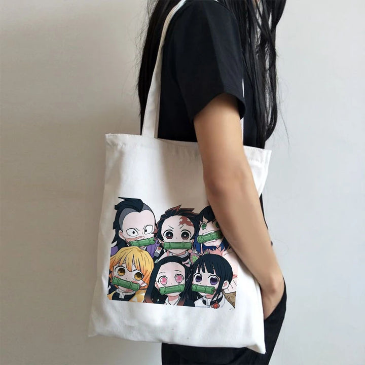 Shopping Bags Anime Demon Slayer Harajuku Eco Foldable Tote Bags