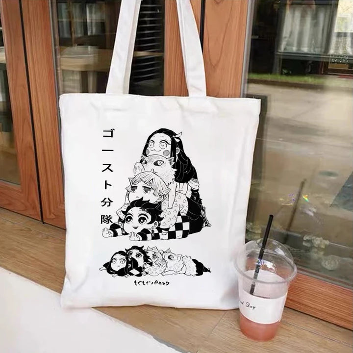 Shopping Bags Anime Demon Slayer Harajuku Eco Foldable Tote Bags