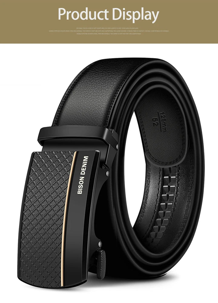 BISON DENIM Genuine Leather Automatic Men Belt Luxury Strap Belt for Men Designer Belts Men High Quality Fashion Belt N71416