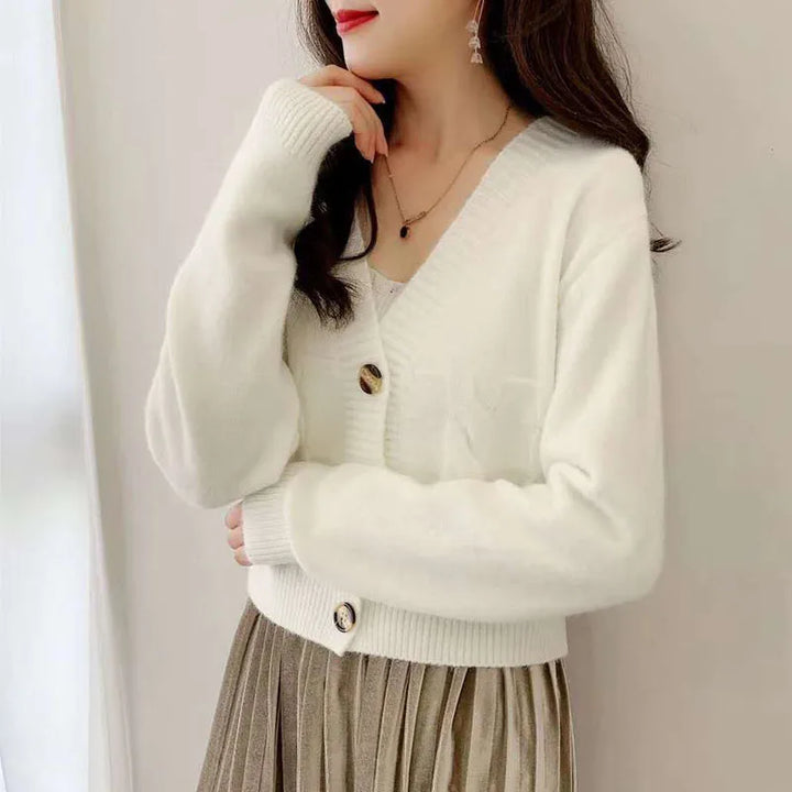 Lucyever Solid Short Cardigans Sweater Women 2022 Spring New Single Breasted Knitted Jumpers Tops Causal Long Sleeve Cardigan