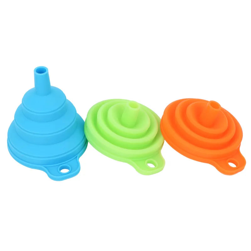 3 pc Silicone Collapsible Foldable Funnel  Household Kitchen Cooking Tools Portable Wine Mini Portable Oil Pot Funnel