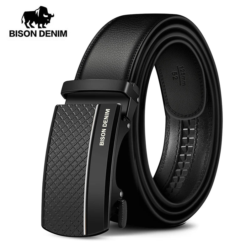 BISON DENIM Genuine Leather Automatic Men Belt Luxury Strap Belt for Men Designer Belts Men High Quality Fashion Belt N71416