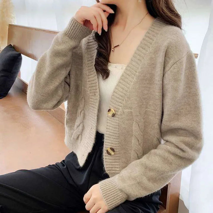 Lucyever Solid Short Cardigans Sweater Women 2022 Spring New Single Breasted Knitted Jumpers Tops Causal Long Sleeve Cardigan