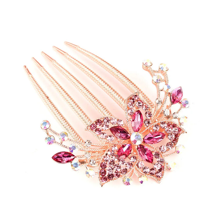 Austrian Rhinestone Hair Comb Flower Leaf Bridal Crystal Hair Ornaments Jewelry Wedding Elegant Hair Accessories