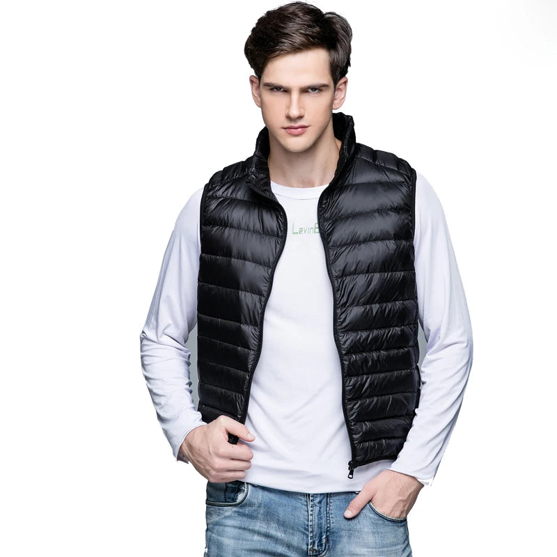 Men Spring 90% Duck Down Ultra Light  Vest Jackets