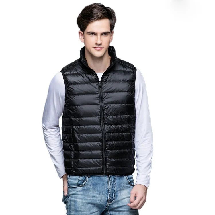 Men Spring 90% Duck Down Ultra Light  Vest Jackets