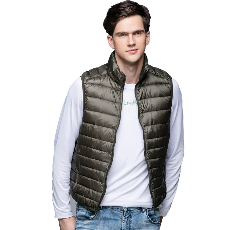 Men Spring 90% Duck Down Ultra Light  Vest Jackets