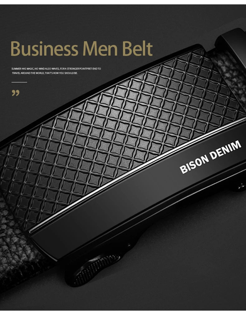 BISON DENIM Genuine Leather Automatic Men Belt Luxury Strap Belt for Men Designer Belts Men High Quality Fashion Belt N71416