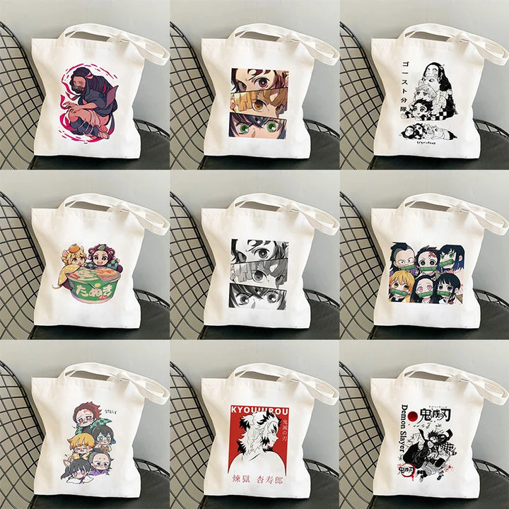 Shopping Bags Anime Demon Slayer Harajuku Eco Foldable Tote Bags