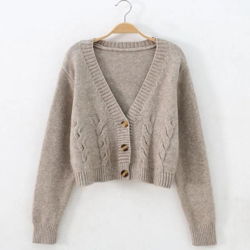 Lucyever Solid Short Cardigans Sweater Women 2022 Spring New Single Breasted Knitted Jumpers Tops Causal Long Sleeve Cardigan