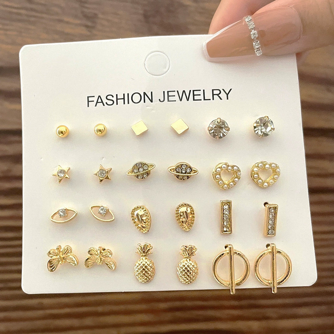 Pineapple Stud Earrings Set