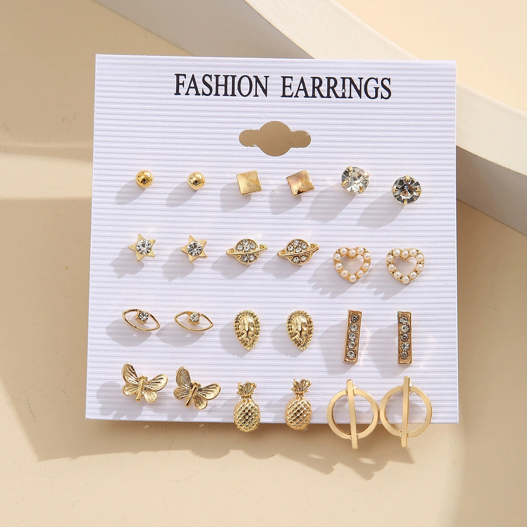 Pineapple Stud Earrings Set