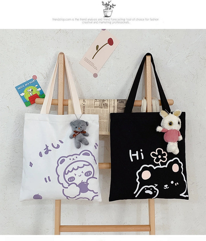 K-style Canvas Shoulder Bag Female Artistic Casual Handbag Harajuku Fresh Student Bag Minimalist Shopping Bags