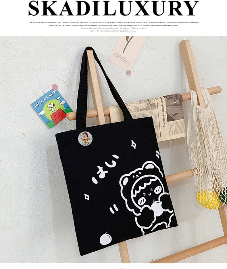 K-style Canvas Shoulder Bag Female Artistic Casual Handbag Harajuku Fresh Student Bag Minimalist Shopping Bags