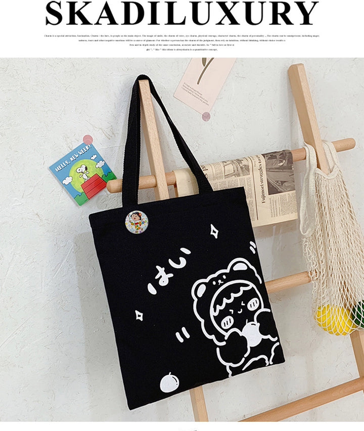 K-style Canvas Shoulder Bag Female Artistic Casual Handbag Harajuku Fresh Student Bag Minimalist Shopping Bags