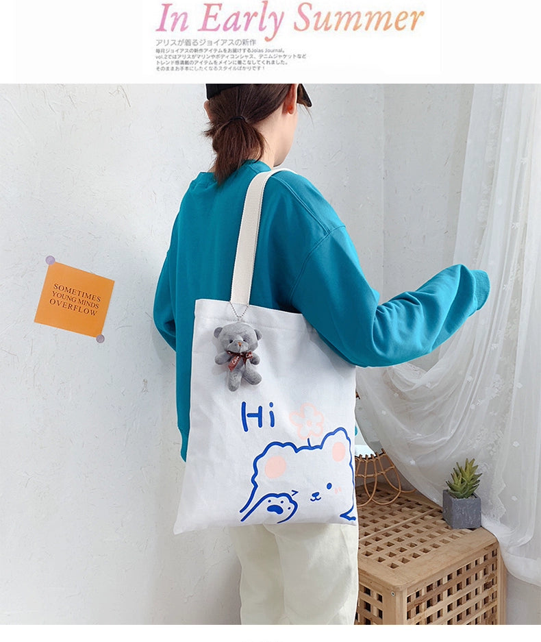 K-style Canvas Shoulder Bag Female Artistic Casual Handbag Harajuku Fresh Student Bag Minimalist Shopping Bags