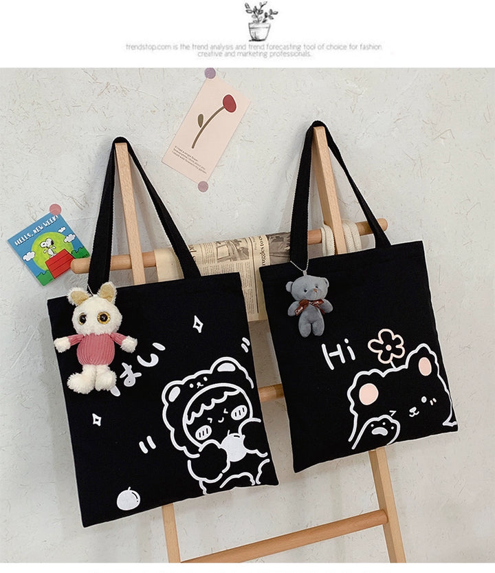 K-style Canvas Shoulder Bag Female Artistic Casual Handbag Harajuku Fresh Student Bag Minimalist Shopping Bags