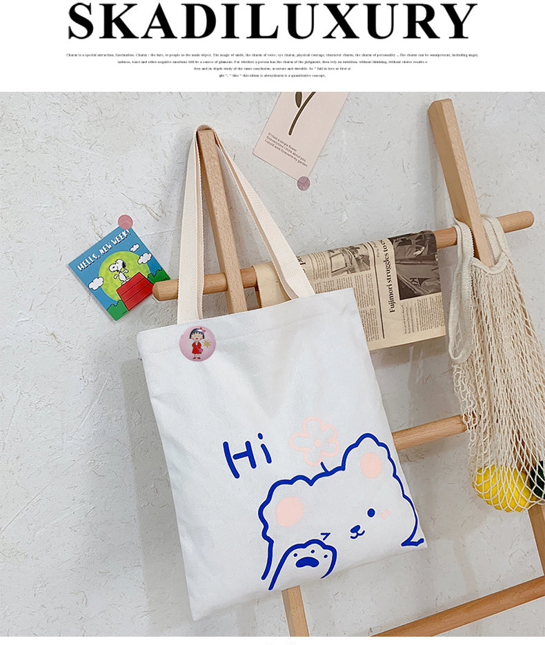 K-style Canvas Shoulder Bag Female Artistic Casual Handbag Harajuku Fresh Student Bag Minimalist Shopping Bags