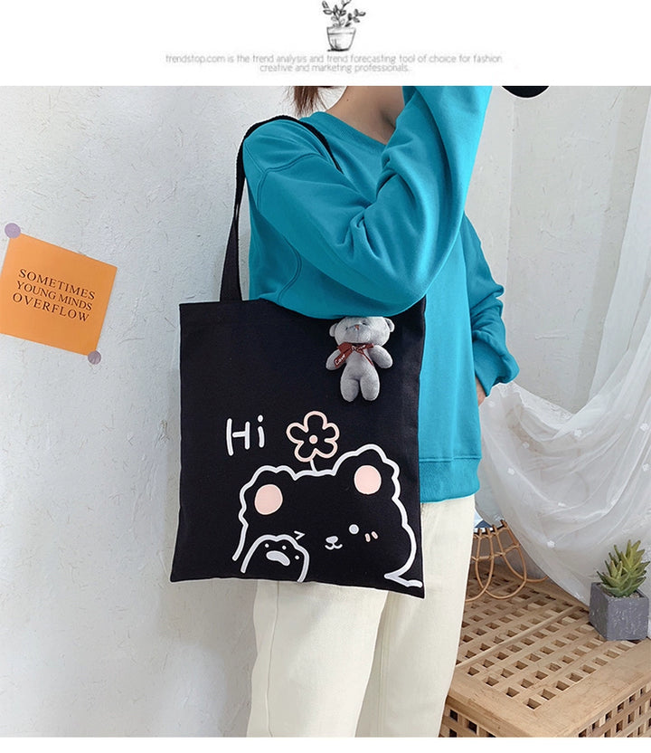 K-style Canvas Shoulder Bag Female Artistic Casual Handbag Harajuku Fresh Student Bag Minimalist Shopping Bags