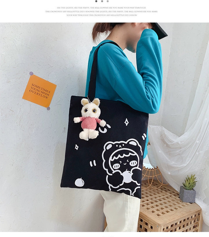 K-style Canvas Shoulder Bag Female Artistic Casual Handbag Harajuku Fresh Student Bag Minimalist Shopping Bags