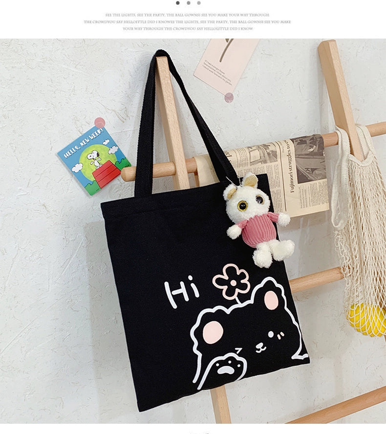 K-style Canvas Shoulder Bag Female Artistic Casual Handbag Harajuku Fresh Student Bag Minimalist Shopping Bags