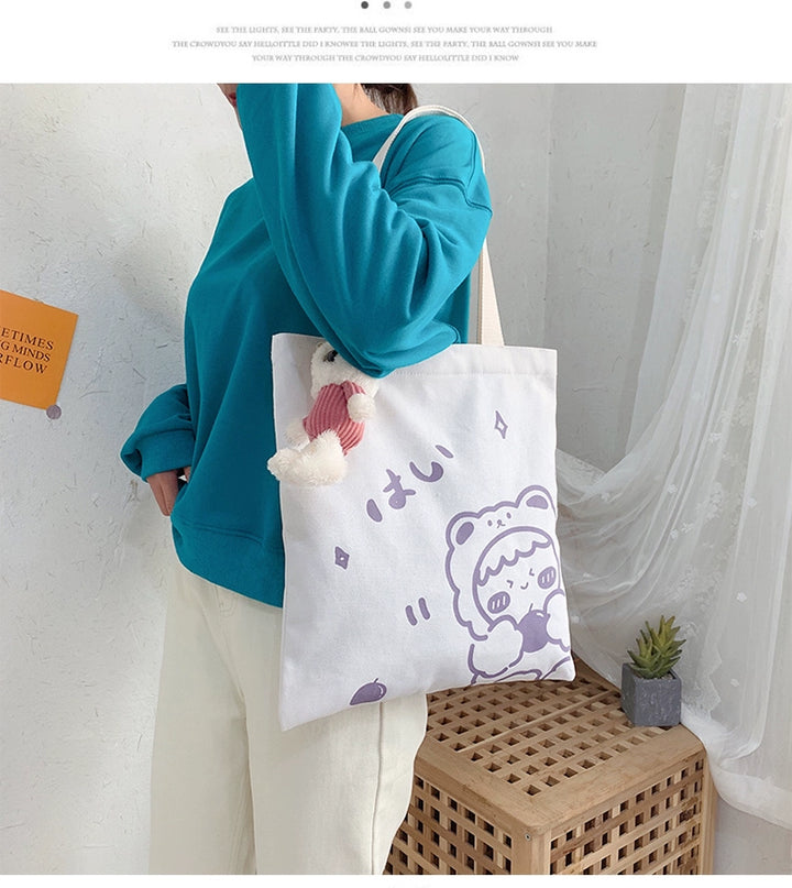 K-style Canvas Shoulder Bag Female Artistic Casual Handbag Harajuku Fresh Student Bag Minimalist Shopping Bags