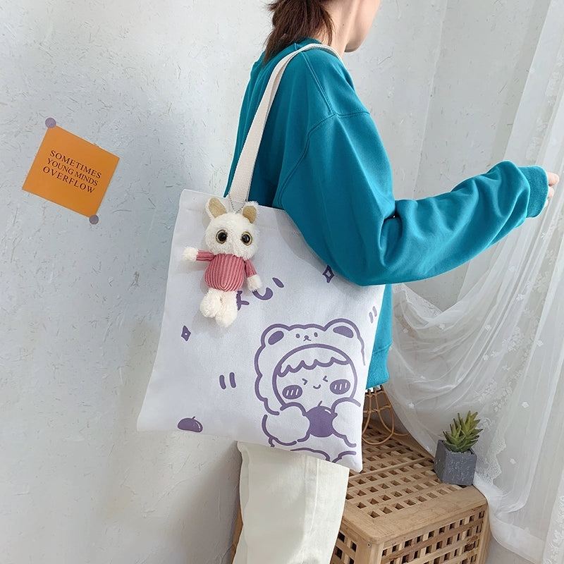 K-style Canvas Shoulder Bag Female Artistic Casual Handbag Harajuku Fresh Student Bag Minimalist Shopping Bags