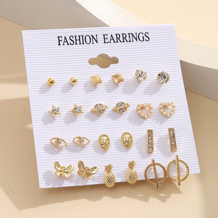 Pineapple Stud Earrings Set