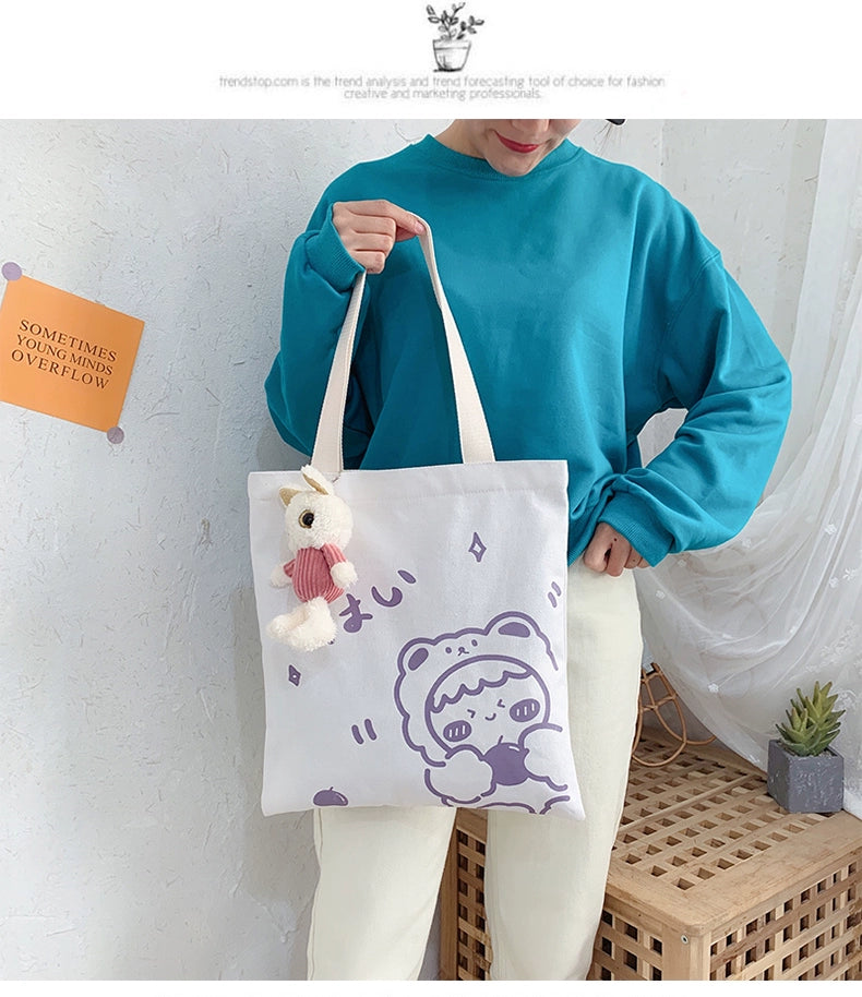 K-style Canvas Shoulder Bag Female Artistic Casual Handbag Harajuku Fresh Student Bag Minimalist Shopping Bags