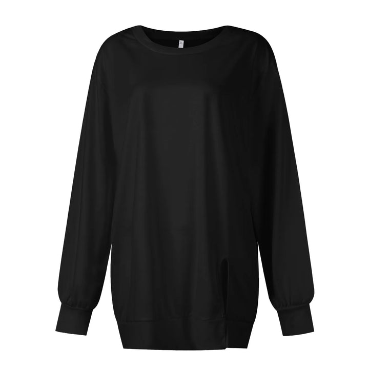 Harajuku Style Solid Color Fashion Round Neck Button Split Sweatshirt Basic Streetwear Loose Long Sleeve Top For Girls