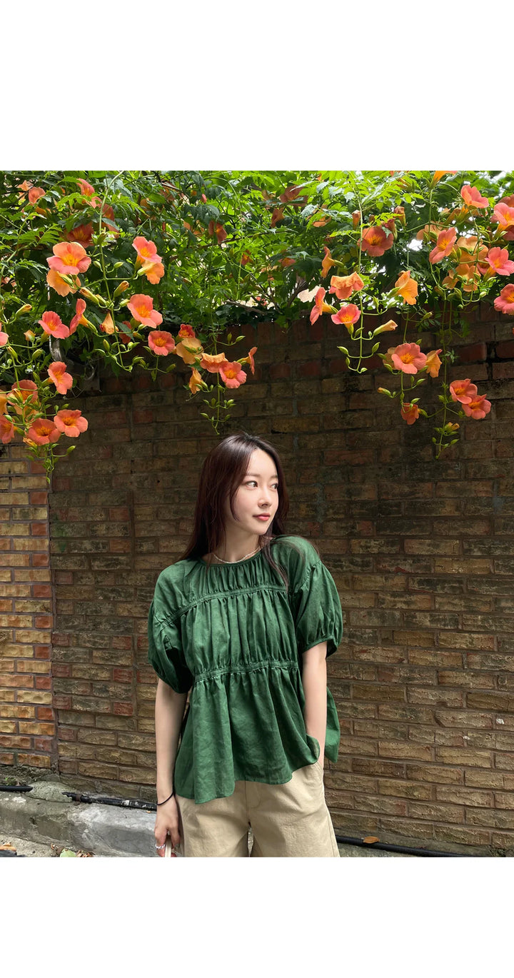 Summer Pullover T-Shirts Tops Women Loose Ruffle Pleated Fashion Ladies Cropped Blouses Casual Short Sleeve Korean Woman Tops