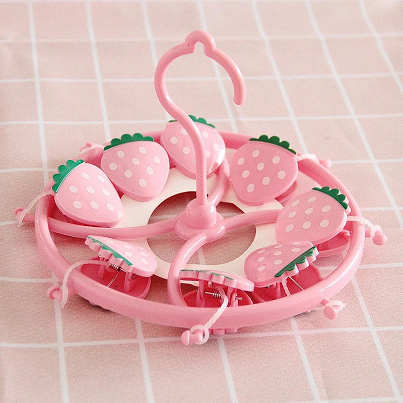 Cute Strawberry Heart Clothes Hanger Windproof Socks Underwear Drying Rack Household Storage Laundry Rack