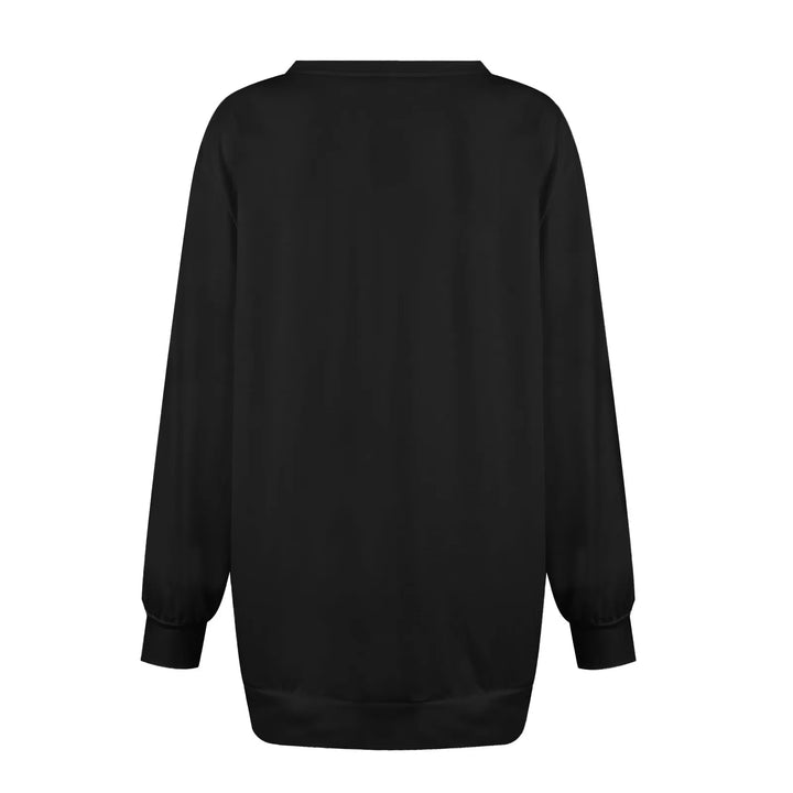 Harajuku Style Solid Color Fashion Round Neck Button Split Sweatshirt Basic Streetwear Loose Long Sleeve Top For Girls