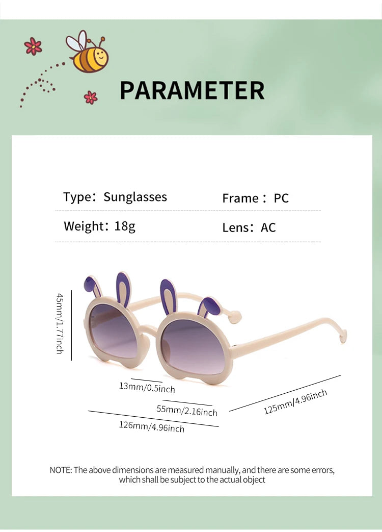 2024 New Children Fashion Colors Rabbit Ears UV400 Sunglasses Baby Girls Cute Outdoor Sun Protection Sunglasses Kid Sun Glasses