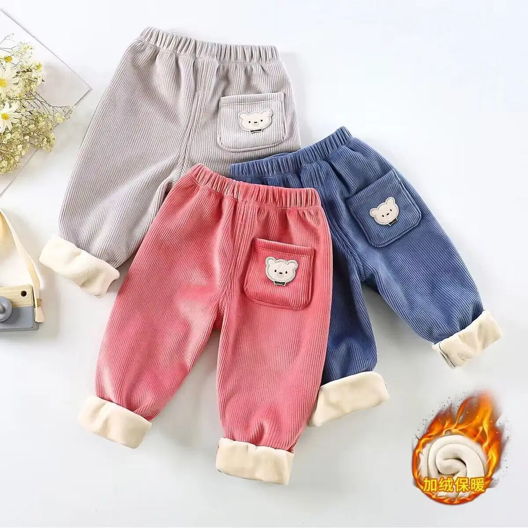 Winter Kids Girls Leggings Cotton Fleece Lined Pants Children Plus Velvet Warm Trousers Toddler Cartoon Thick Tights Baby Pants