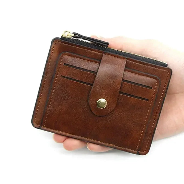 Men Fashion Credit ID Card Holder Wallet Male Slim Leather Wallets with Coin Pocket Luxury Brand Designer Brown Business Purse