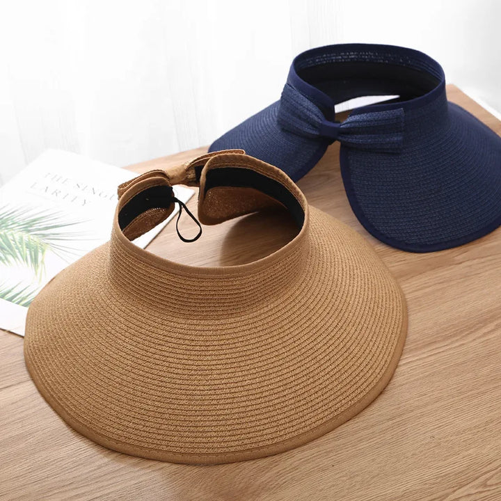 Women's Foldable Wide Brim Straw Hat - UV Protection, Travel & Beach