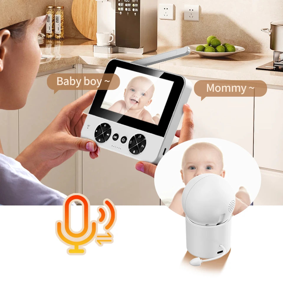 4.3 "video baby monitor with gimbal camera 2.4G wireless two-way audio night vision crying temperature detection security camera