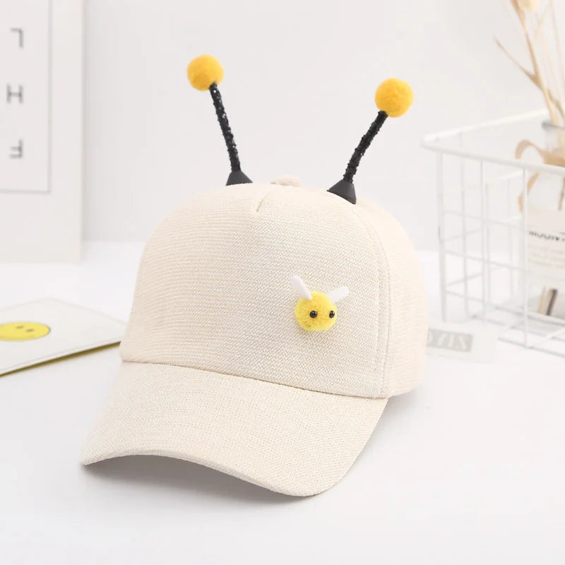 Children Baseball Cap For Girls Boys 3D Little Bee Adjustable Mesh 2024 Summer Kids Hip Hop Hat Sun Cap