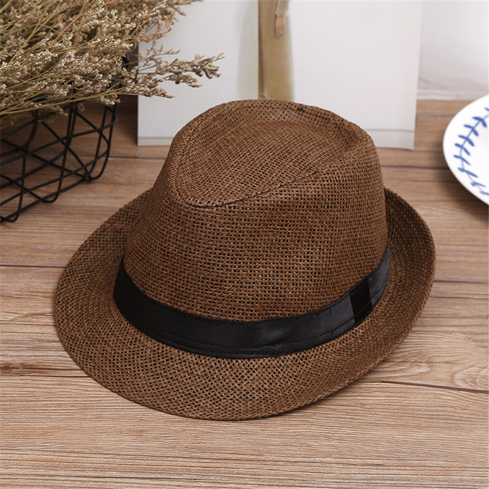 Children Kids Summer Beach Straw Hat Girls Boys Sunhat Jazz Panama Trilby Fedora Hat Gangster Cap Outdoor Breathable Hats кепка