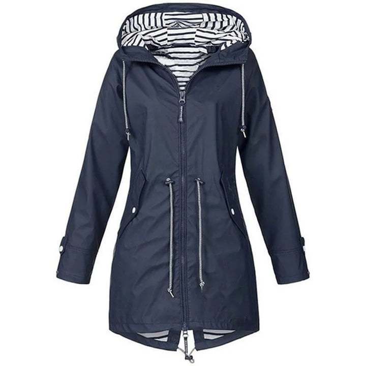 Womens Waterproof Raincoat Casual Lightweight Drawstring Jackets