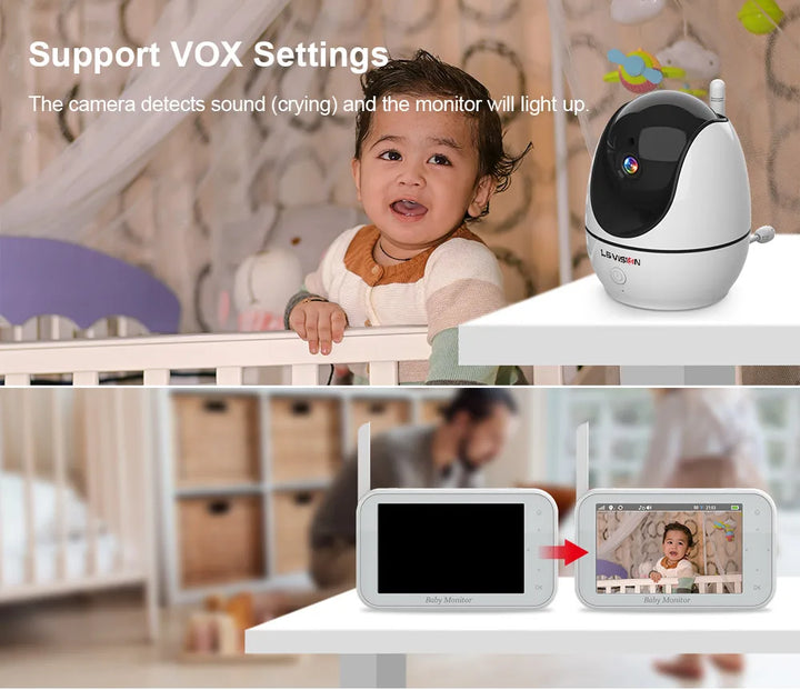 LS VISION 4.3 Inch Video Baby Monitor With Pan Tilt Camera 2.4G Wireless Two Way Audio Night Vision Security Cameras Babysitter