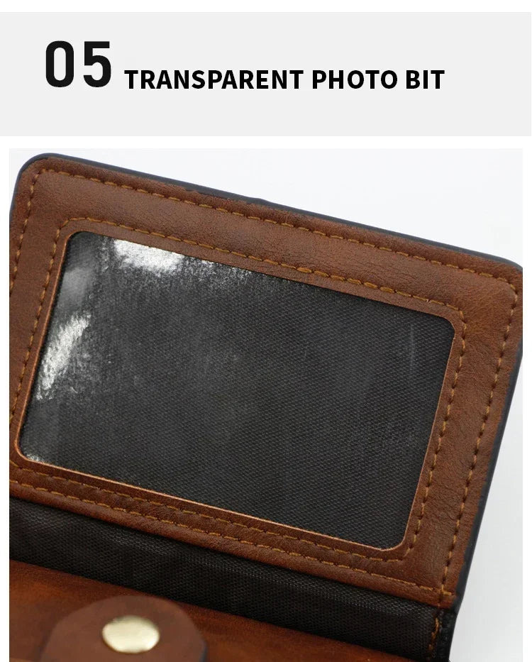 Men Fashion Credit ID Card Holder Wallet Male Slim Leather Wallets with Coin Pocket Luxury Brand Designer Brown Business Purse