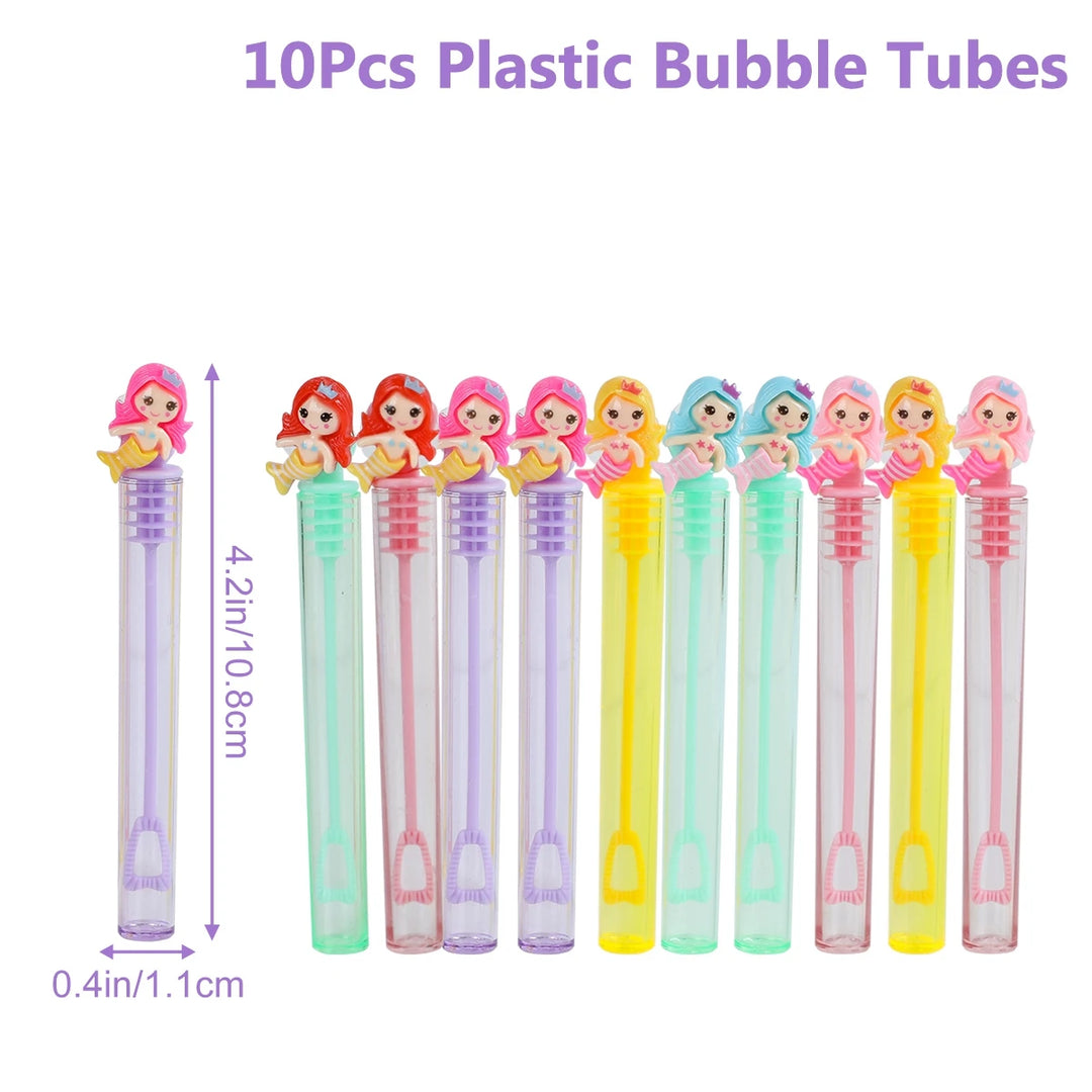 10 pcs Mermaid Bubble Tube Soap Bottle Little Mermaid Toy