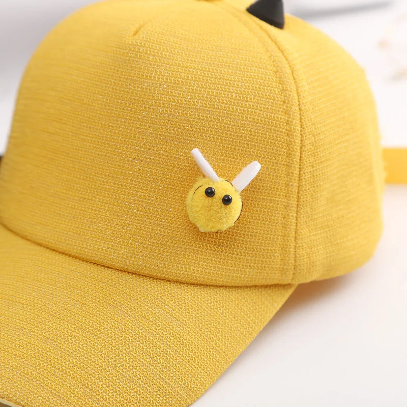 Children Baseball Cap For Girls Boys 3D Little Bee Adjustable Mesh 2024 Summer Kids Hip Hop Hat Sun Cap