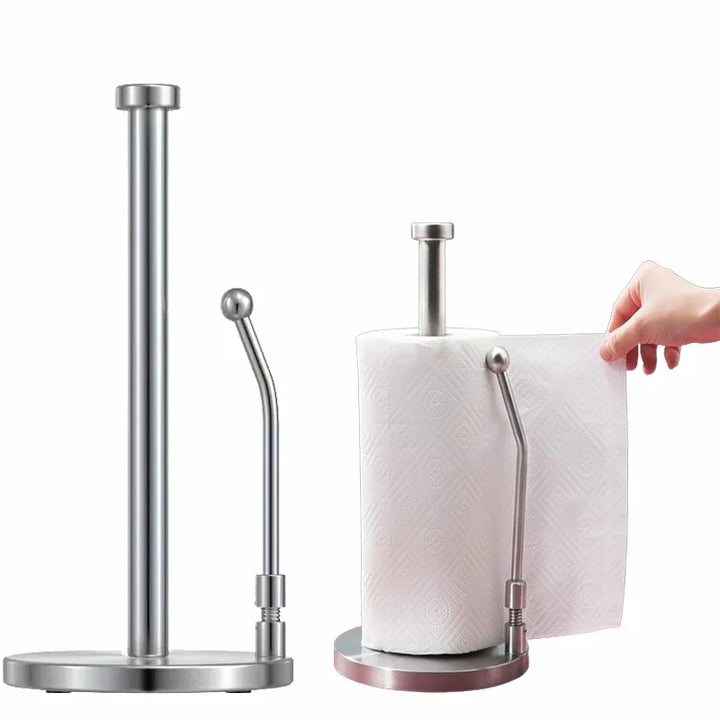 Stainless Steel Paper Towel Holder Vertical Paper Roll Holder Creative Kitchen Paper Towel Holder No Punch Cling Film Holder