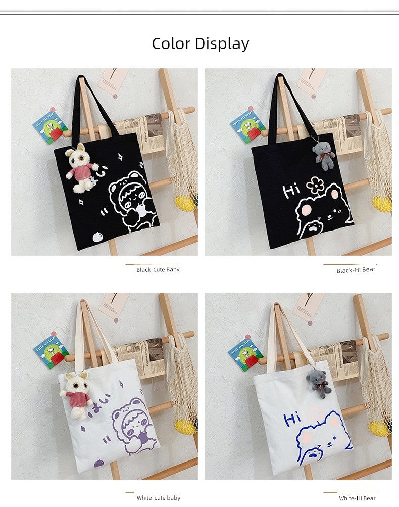 K-style Canvas Shoulder Bag Female Artistic Casual Handbag Harajuku Fresh Student Bag Minimalist Shopping Bags