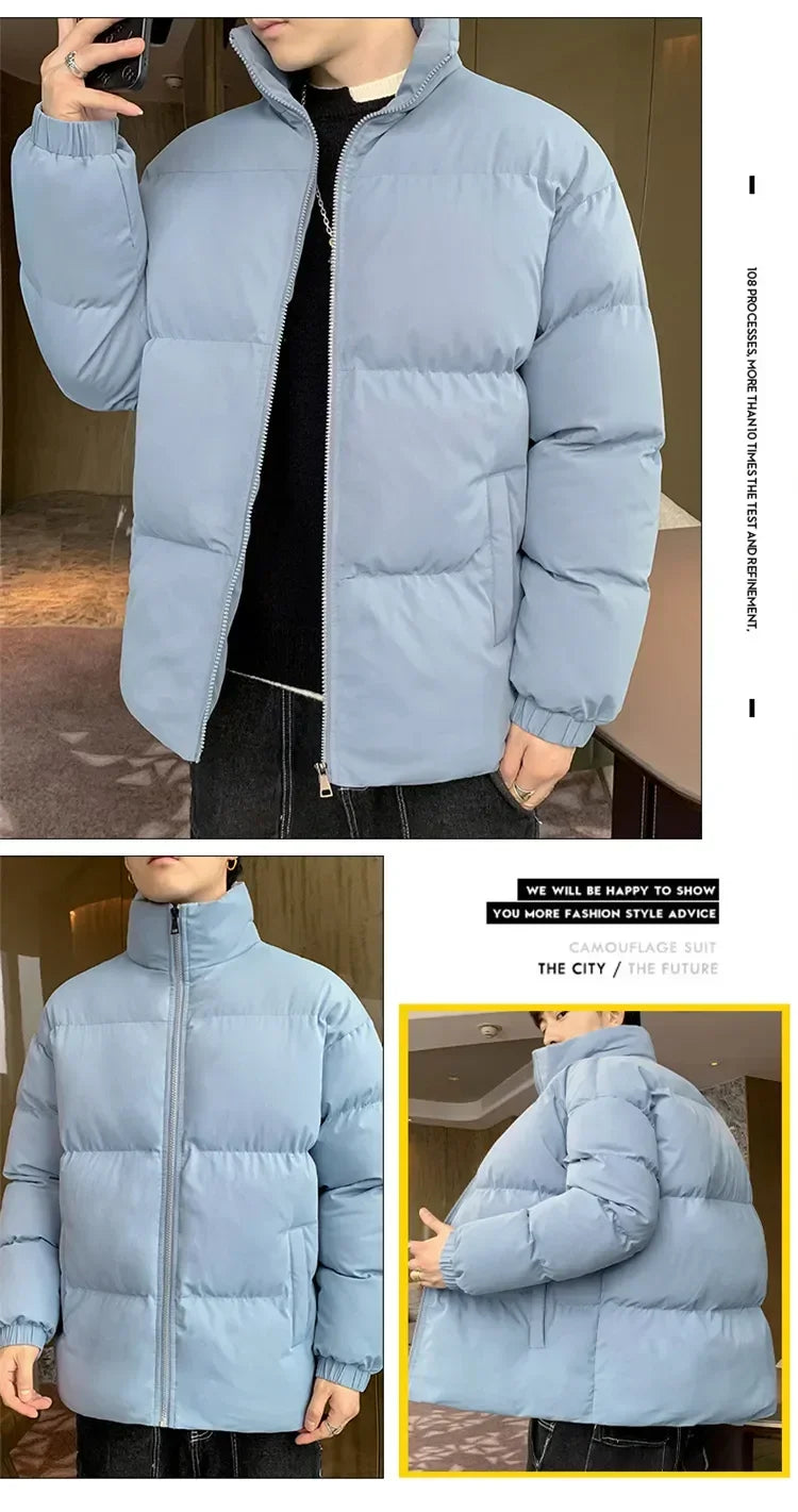 Men's Thicken Warm Parka Jacket - Stylish Winter Mens Stand Collar Jackets